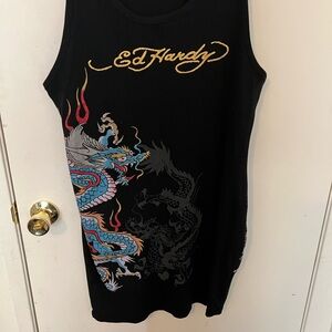 Ed Hardy Black Tank Top with Dragon Design